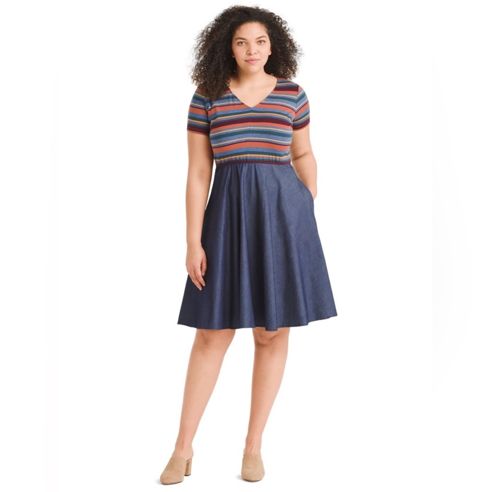 Eskakti striped cotton denim dress size 14w